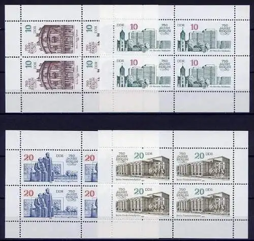 DDR Nr.3075/8  Vier Kleinbogen        **  mint      (10411) ( Jahr: 1987 )