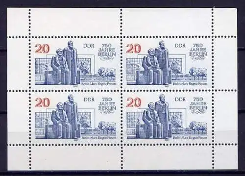 DDR Nr.3077 Kleinbogen       **  mint      (2030) ( Jahr: 1987 )