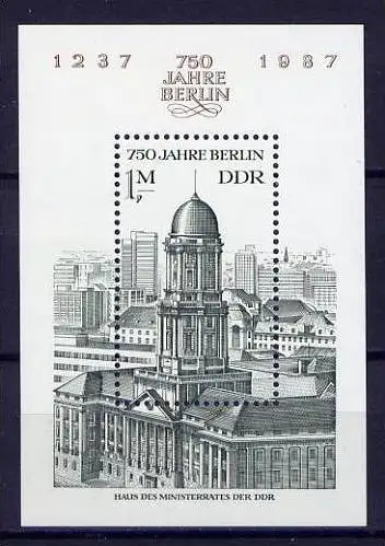 (1917) DDR Nr.3027 Block 84         **  postfrisch