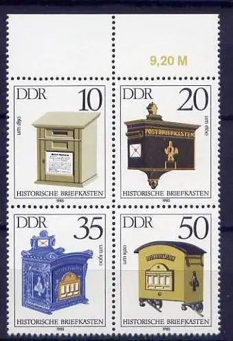 DDR Nr.2924/7 Viererblock          **  mint      (1840) ( Jahr: 1985 ) Rand