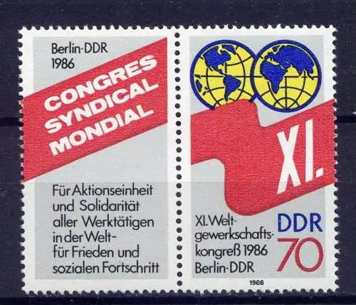 (1971) DDR Nr.3049 Zf   ** postfrisch