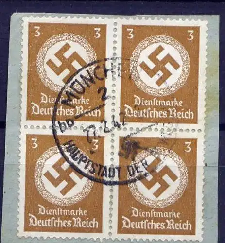 Deutsches Reich Dienst Nr.132 Viererblock       O       (dr264) München