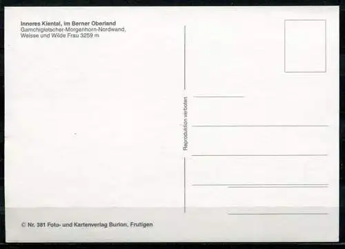 (04466) Inneres Kiental im Berner Oberland - Gamchigletscher-Morgenhorn-Nordwand, Weisse und Wilde Frau 3259 m - n. gel.