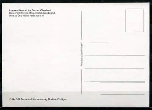 (4466) Inneres Kiental im Berner Oberland - Gamchigletscher-Morgenhorn-Nordwand, Weisse und Wilde Frau 3259 m - n. gel.