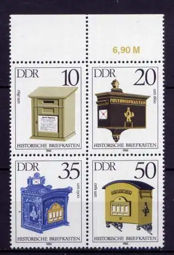 (27321) DDR Nr.2924/7 Viererblock     **   postfrisch  Oberrand