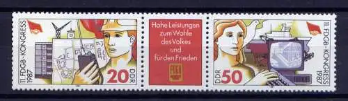 (27433) DDR Nr.3086/7 Streifen         **   postfrisch  