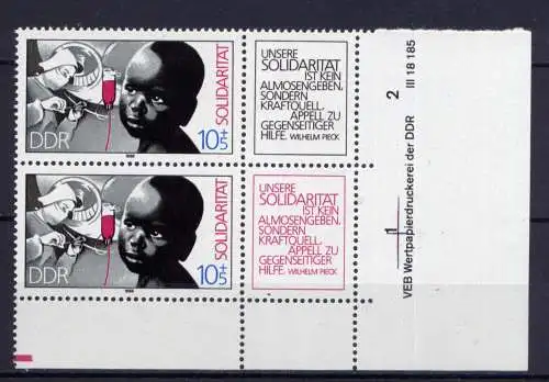 (27483) DDR Nr.3202 a+ b Zusammendruck               **   postfrisch  Eckrand