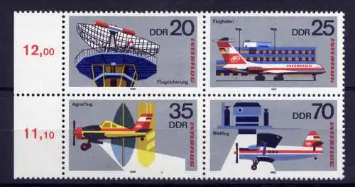 (29836) DDR Nr.2516/9 Viererblock             **  postfrisch  Rand