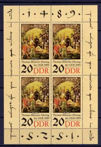 (30314) DDR Nr.3271  Kleinbogen                    **  postfrisch