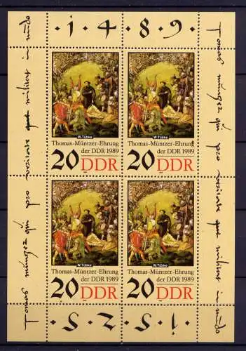 (30315) DDR Nr.3271  Kleinbogen                    **  postfrisch