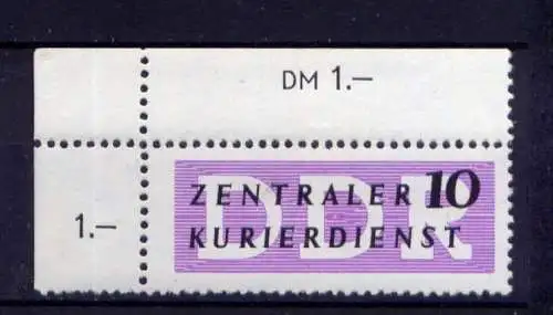 (30284) DDR Dienst B  Nr.I     **  postfrisch / Eckrand