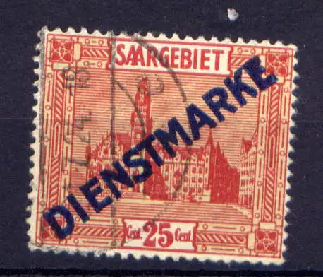 (286) Saargebiet Dienst Nr.6        O  gestempelt