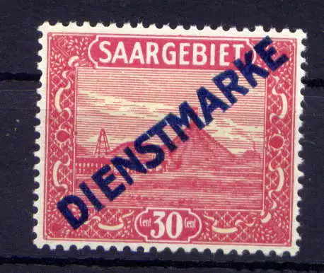 (326) Saargebiet Dienst Nr.7        **  postfrisch