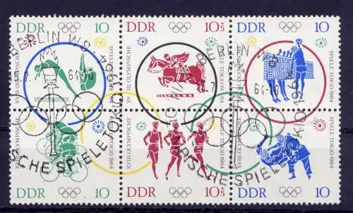 (30493) DDR Nr.1039/44 Sechserblock           O  gestempelt