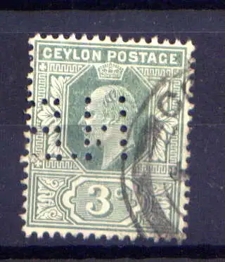 (099) Ceylon Nr.144           O  gestempelt / Perfin: N.B