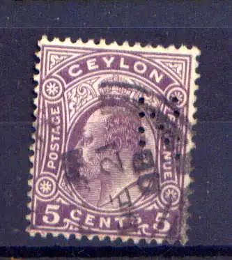 (101) Ceylon Nr.148           O  gestempelt / Perfin: N