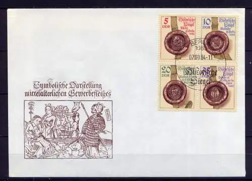 (772) Brief DDR Nr.2884/7 Viererblock   -      FDC