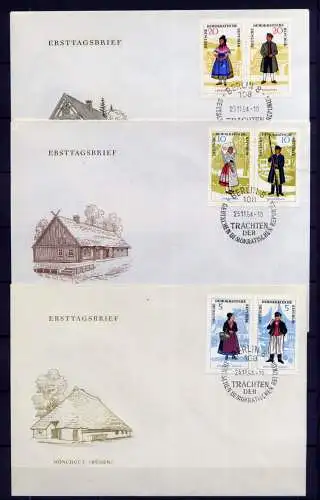 (1292) Brief DDR Nr.1074/9 Paare     -             3 FDC