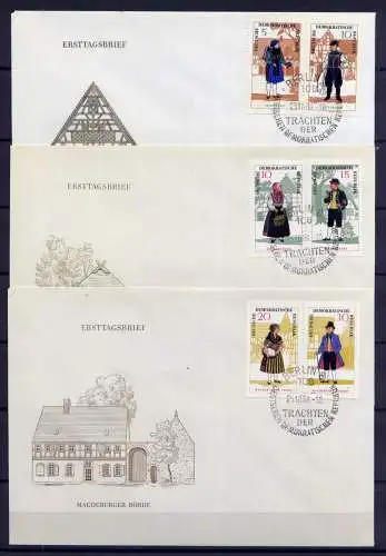 (1332) Brief DDR Nr.1214/9 Paare     -             3 FDC