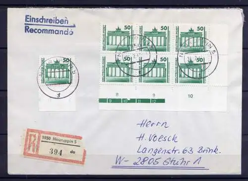 (1491) Brief DDR Nr.3346 Eckrand Sechserblock