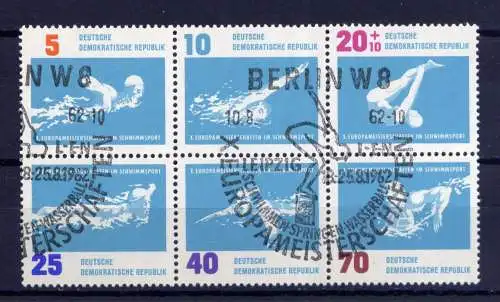 (31954) DDR Nr.907/12 Sechserblock                 O  gestempelt