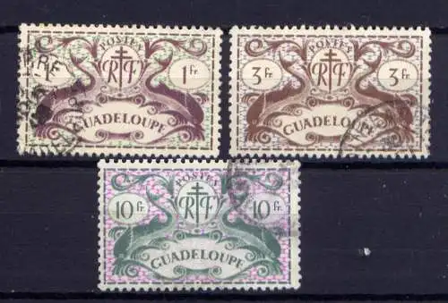 (001) Guadeloupe Nr.195, 200 + 204        O  gestempelt