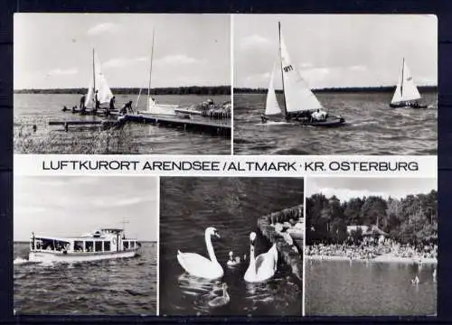 (4723) Arendsee  - unbeschrieben / DDR Sachsen-Anhalt Hafen Boote Schwäne