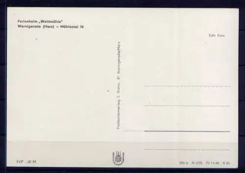 (4757) Wernigerode  - unbeschrieben / DDR Sachsen-Anhalt Ferienheim Waldmühle