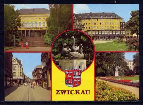 (4824) Zwickau  - unbeschrieben / DDR Sachsen Wappen Schwanenbrunnen Ringkaffee Pionierhaus