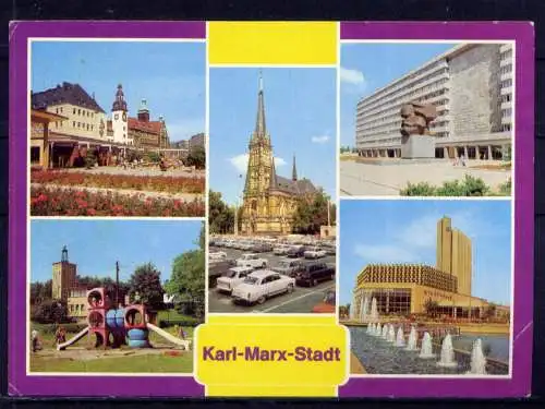 (4874) Karl - Marx - Stadt / Chemnitz  - unbeschrieben / DDR Sachsen Interhotel ,,Nüschel" Rathaus