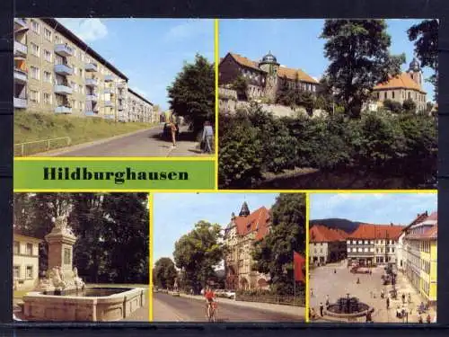 (4889) Hildburghausen  - unbeschrieben / DDR Thüringen Markt Stadtmauer Theater