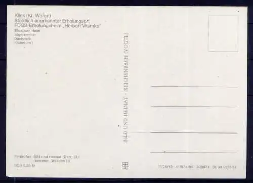 (4958) Klink  - unbeschrieben / DDR Mecklenburg-Vorpommern Erholungsheim Jagdzimmer