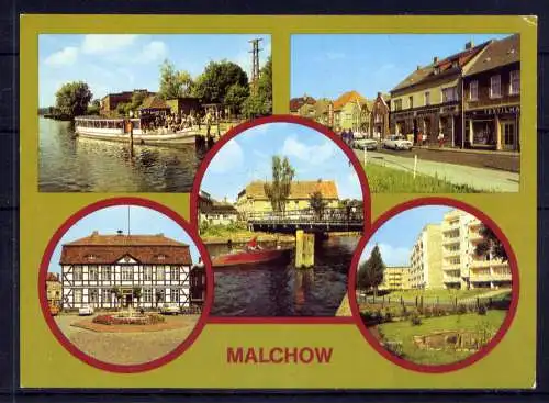 (4968) Malchow  - beschrieben / DDR Mecklenburg-Vorpommern Dampferanlegestelle Rathaus