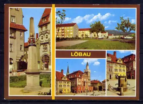 (4989) Löbau  - unbeschrieben / DDR Sachsen Postmeilensäule Rathaus