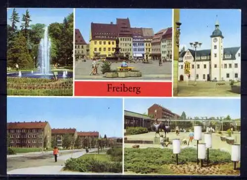 (4990) Freiberg  - unbeschrieben / DDR Sachsen Brunnen Park Rathaus