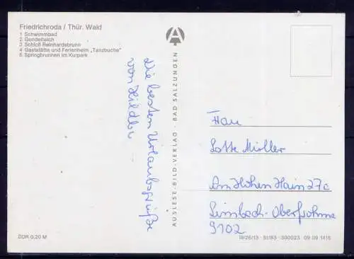 (4998) Friedrichroda  - beschrieben / DDR Thüringen Schwimmbad Schloß Gaststätte Wappen