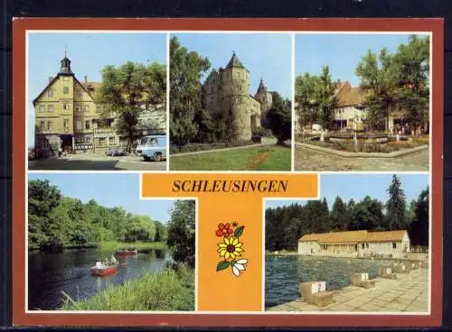 (5006) Schleusingen unbeschrieben / DDR Thüringen Rathaus Schloß Brunnen Freibad