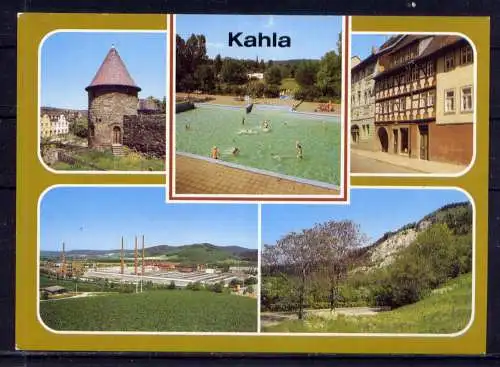 (5018) Kahla - unbeschrieben / DDR Thüringen Freibad Stadtmauer