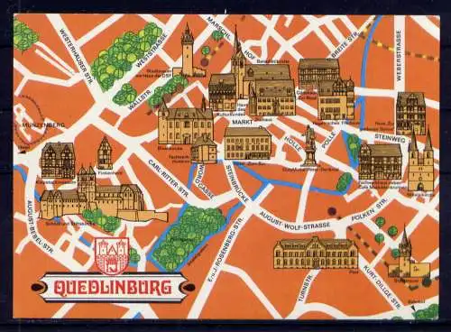 (5069) Quedlinburg - unbeschrieben / DDR Sachsen-Anhalt Landkarte