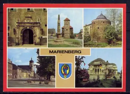 (5079) Marienberg  - unbeschrieben / DDR Sachsen Postmeilensäule Rathaus Wappen