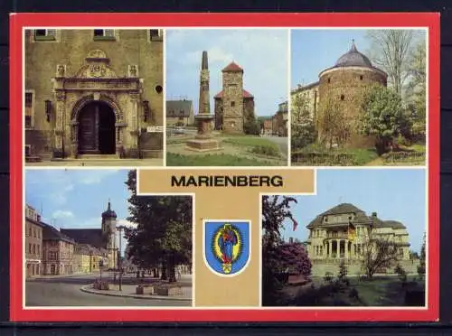 (5083) Marienberg  - unbeschrieben / DDR Sachsen Postmeilensäule Rathaus Wappen