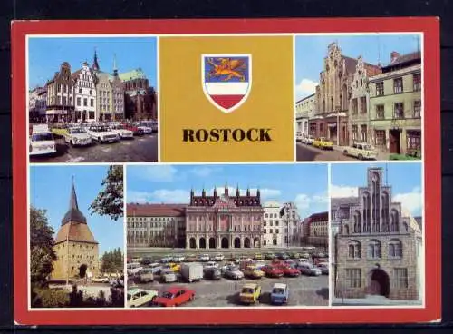 (5145) Rostock  - beschrieben / DDR Mecklenburg-Vorpommern Rathaus PKW