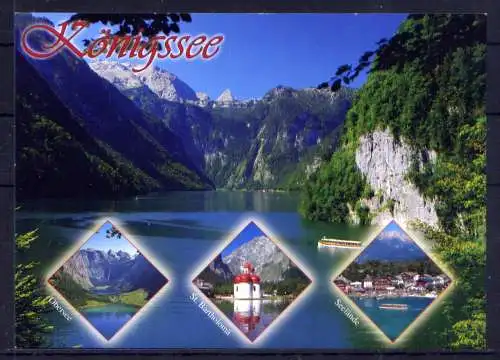 (5215) Königsee - unbeschrieben / Bayern Obersee Kirche Schiffe