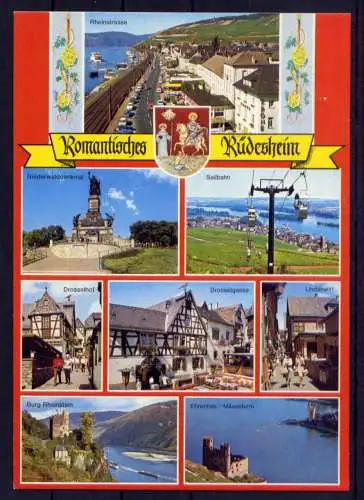 (5295) Rüdesheim - unbeschrieben / Hessen  Gaststätte Drosselgasse Burg Seilbahn Wappen