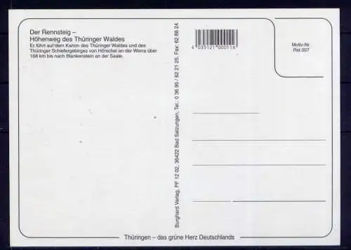 (5436) Der Rennsteig  - unbeschrieben / Thüringen Turm Burg Skisprungschanze Karte
