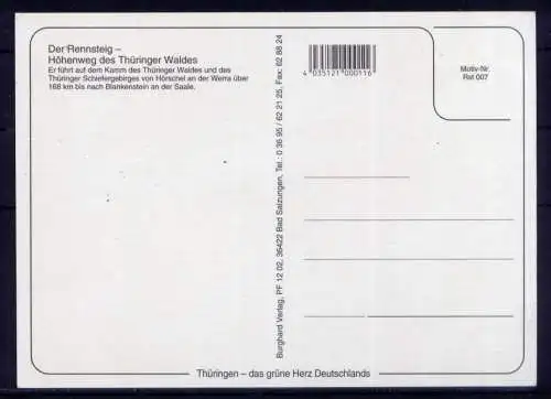 (5438) Der Rennsteig  - unbeschrieben / Thüringen Turm Burg Skisprungschanze Karte