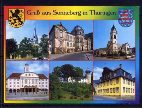 (5441) Sonneberg  - unbeschrieben / Thüringen Kirche Hotel Spielzeugmuseum Wappen