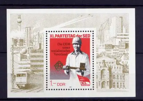 (32896) DDR Nr.3013  Block 83                    **  postfrisch