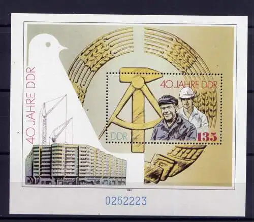 (32918) DDR Nr.3283  Block 100                    **  postfrisch