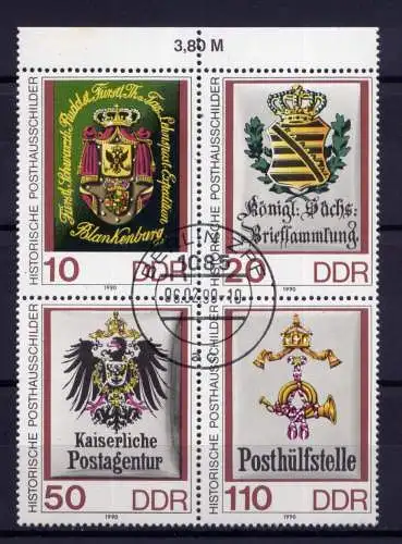 (32963) DDR Nr.3306/9 Viererblock                     O  gestempelt